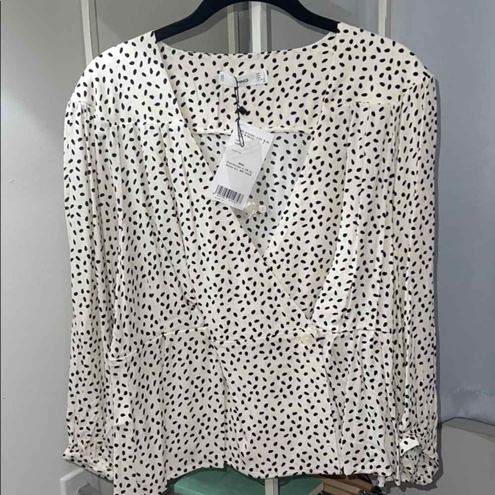 Mango Long Sleeve V neck Blouse